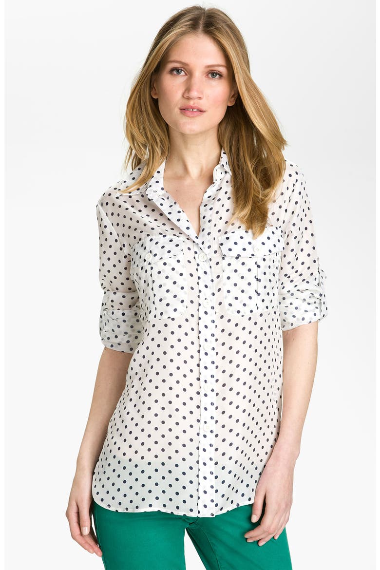 Polka Dot Voile Shirt, Main, color, CHALK MULTI
