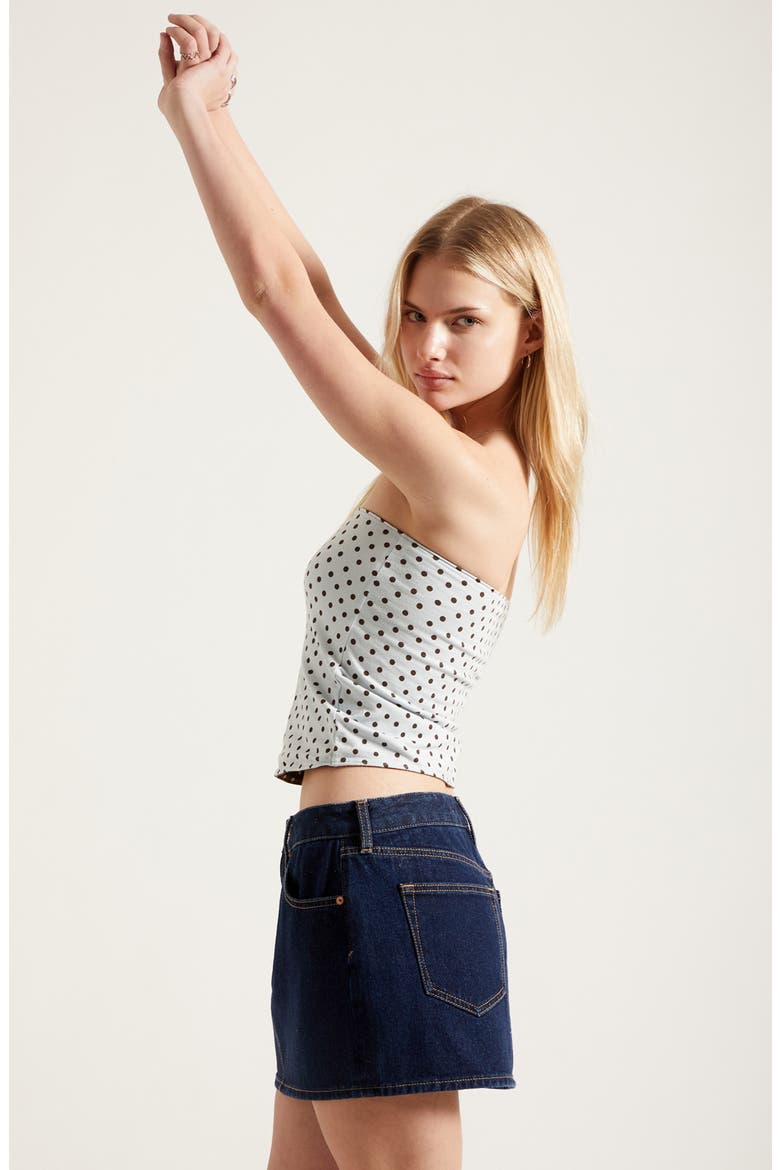 Bella Mid Rise Denim Miniskirt, Alternate, color, DARK INDIGO