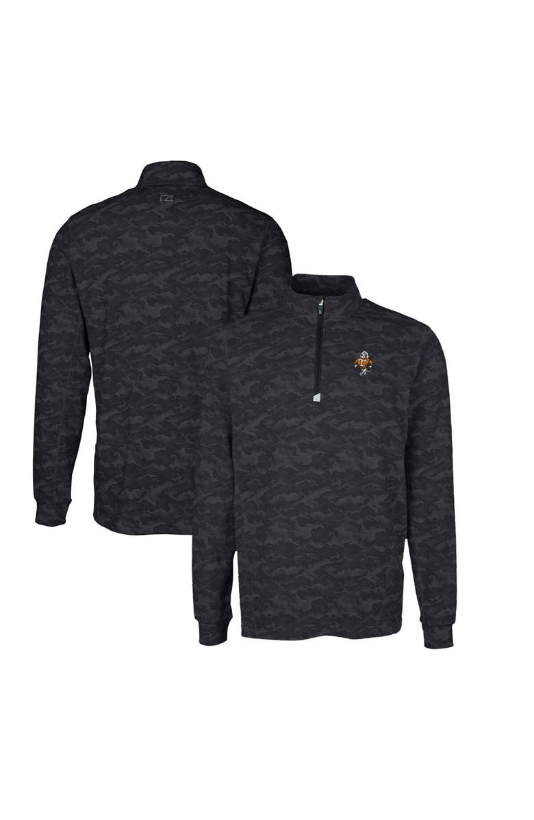 Cutter & Buck Men's Cutter & Buck Black Tennessee Volunteers Big & Tall Traverse Camo Print Stretch Quarter-Zip DryTec Top, Main, color, 