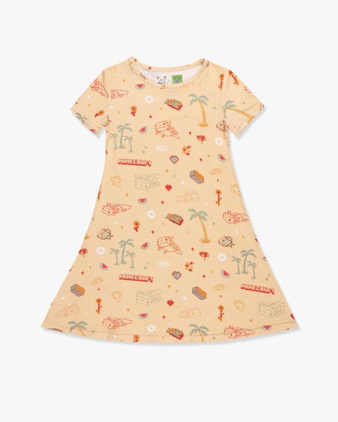 Kids' Minecraft Summer Vibes Short Sleeve Dress