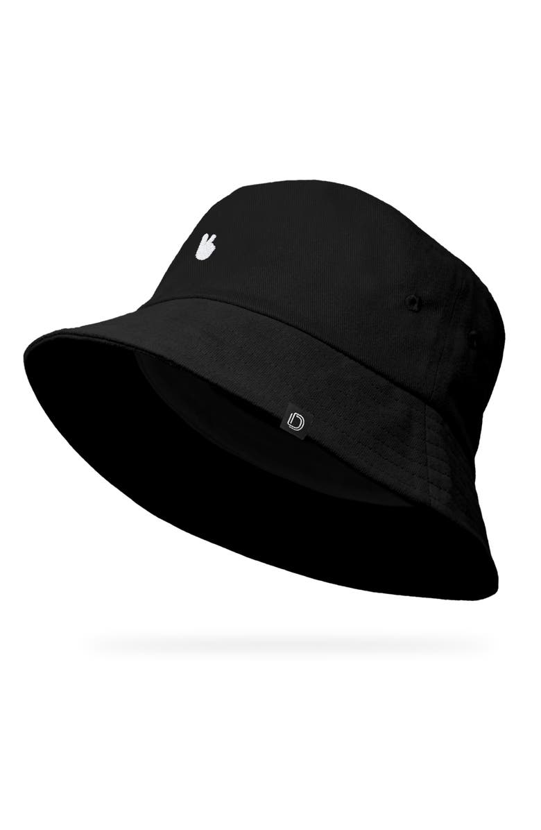 Dalix Womens Lil Peace Sign Cotton Bucket Hat, Alternate, color, Black
