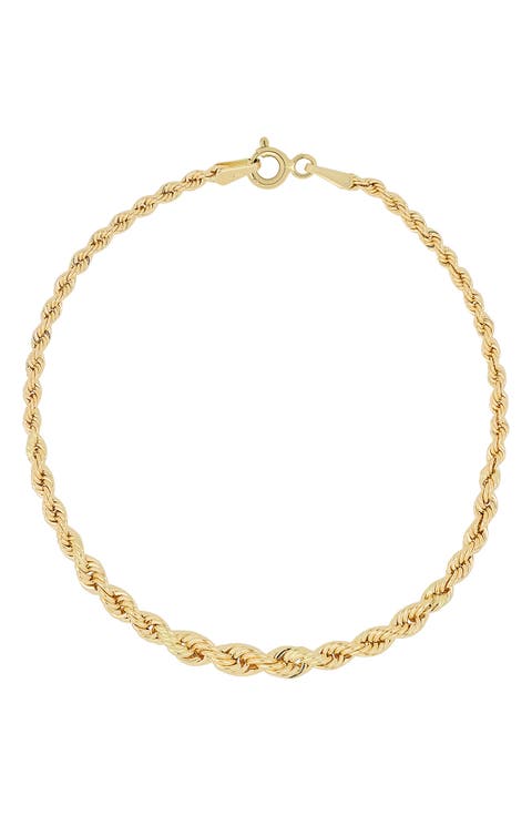 14K Gold Graduated Rope Bracelet