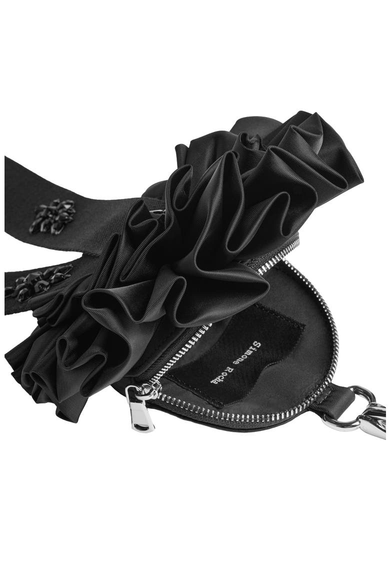Crystal Embellished Ribbon Rosette Coin Purse Bag Charm, Alternate, color, BLACK/ JET