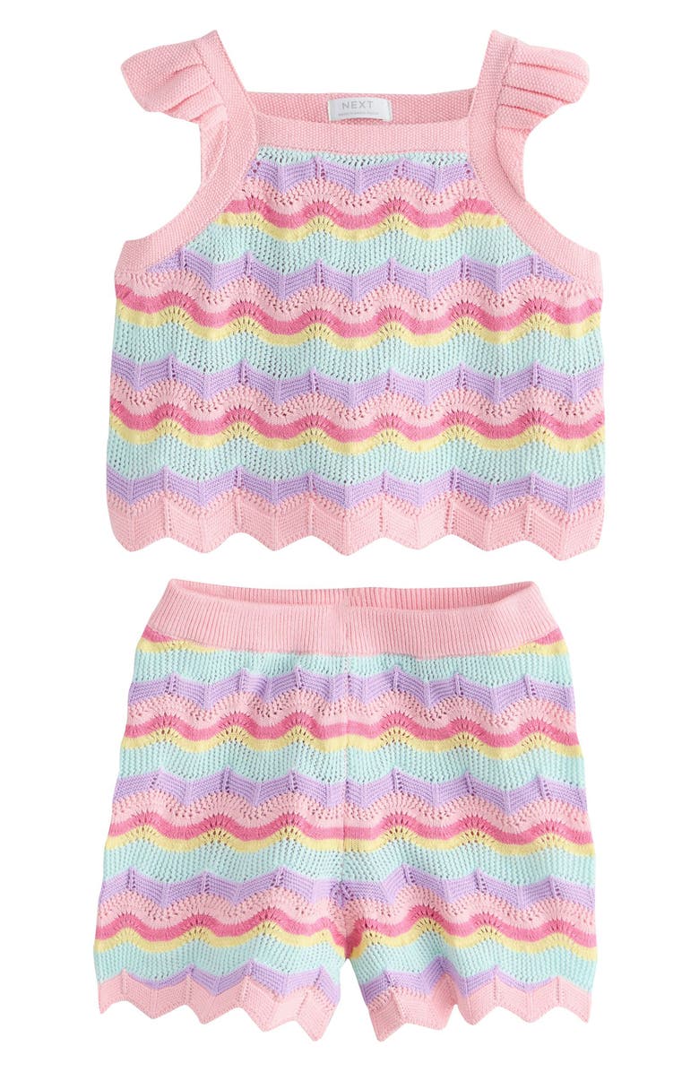 NEXT Kids' Pastel Stripe Tank & Shorts Set, Main, color, Neutral