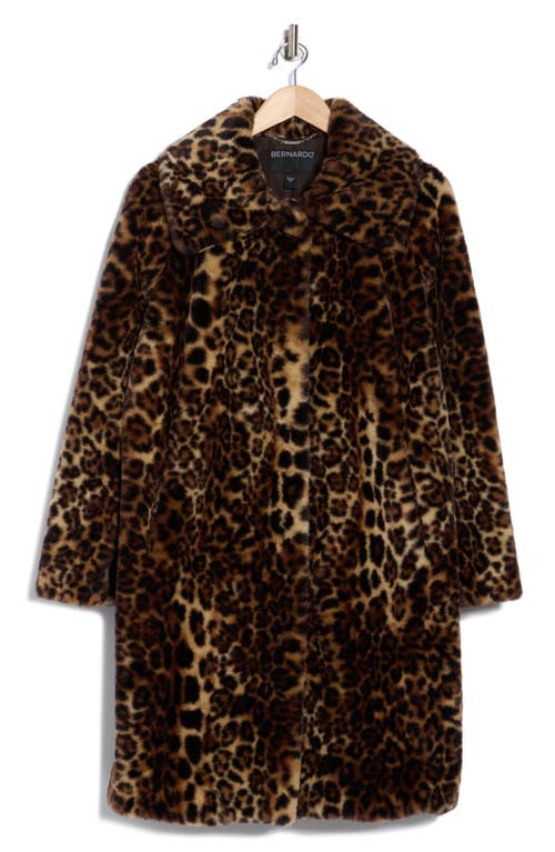 Bernardo Leopard Print Faux Fur Coat In Multi