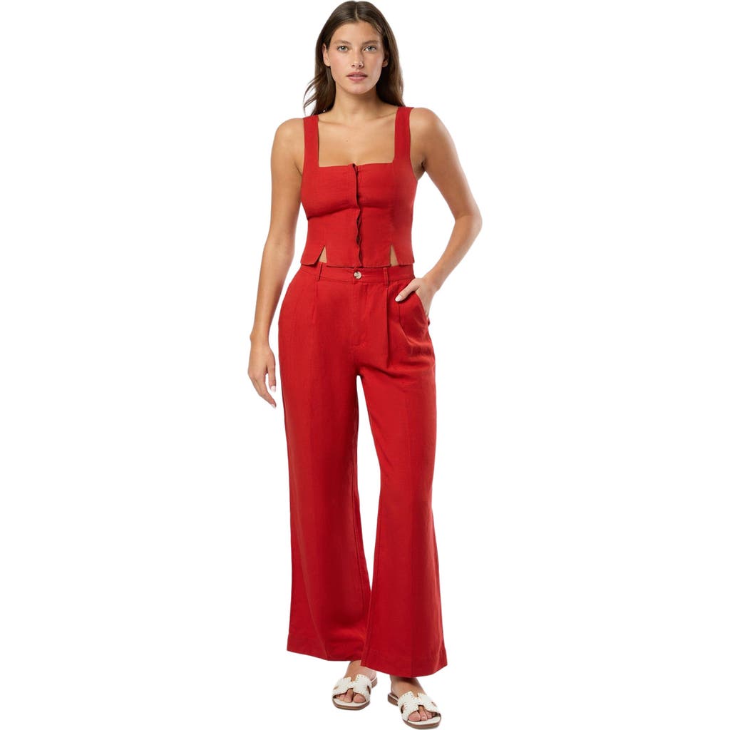 Onia Air Linen Pleated Trousers In Dark Red