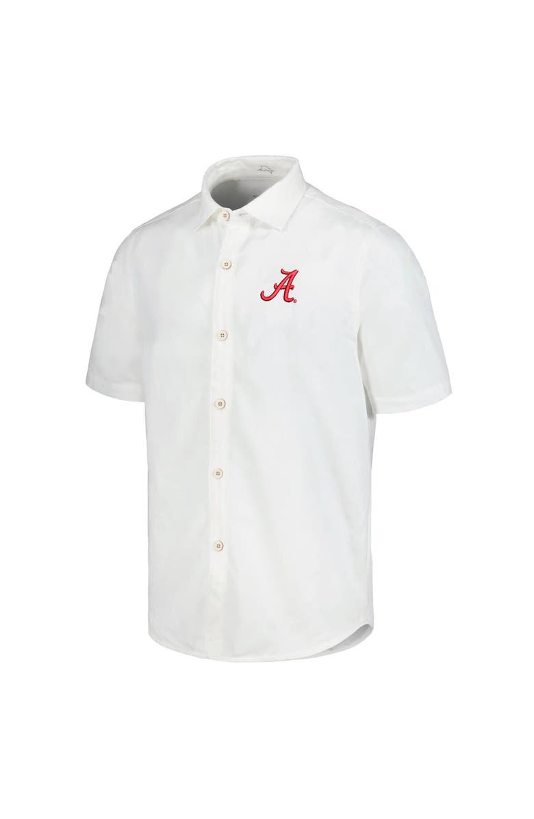 Tommy Bahama Men's Tommy Bahama White Alabama Crimson Tide Coconut Point Palm Vista IslandZone Camp Button-Up Shirt, Alternate, color, White