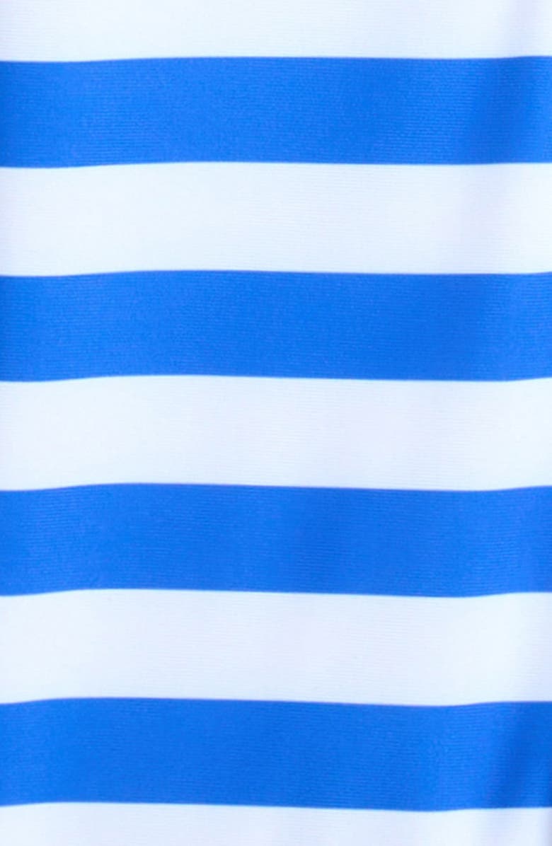 Tucker + Tate One-Piece Romper Swimsuit & Bucket Hat Set, Alternate, color, Blue Palace Pristine Stripe