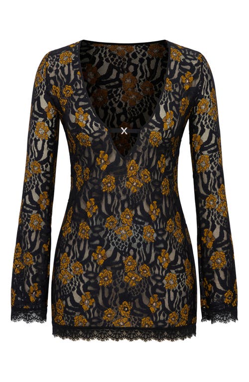 Savage X Fenty Feline Floral Sleep Shift Dress In Black