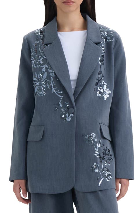 Sequin Embellished Single Button Blazer
