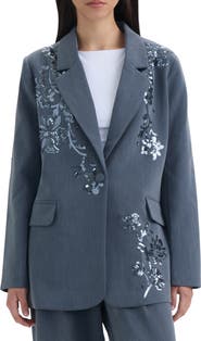 NVLT Sequin Embellished Single Button Blazer