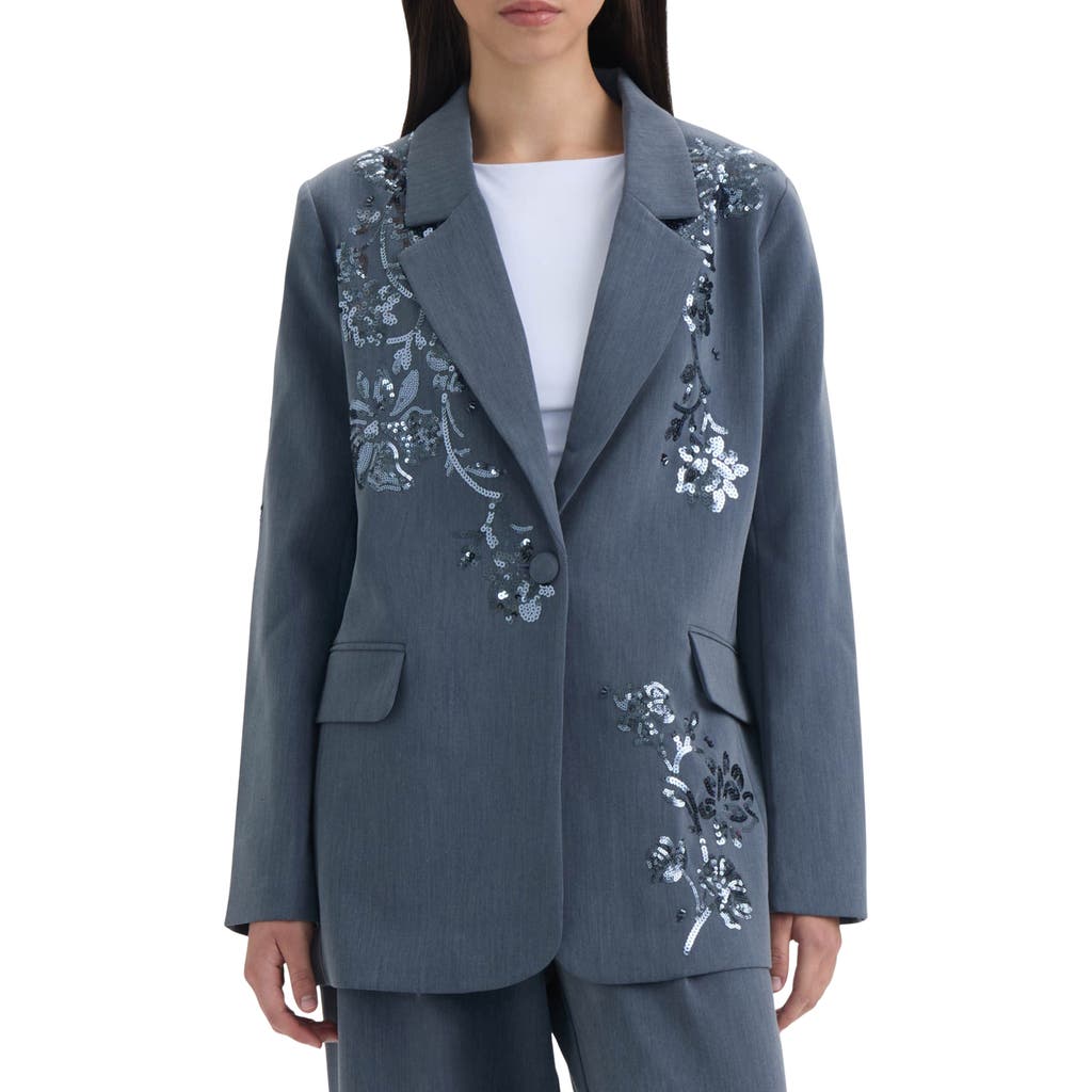 Nvlt Sequin Embellished Single Button Blazer In Blue