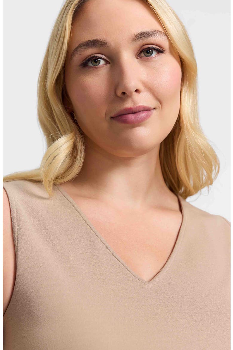Callie Sleeveless Crepe Knit Top, Alternate, color, KHAKI