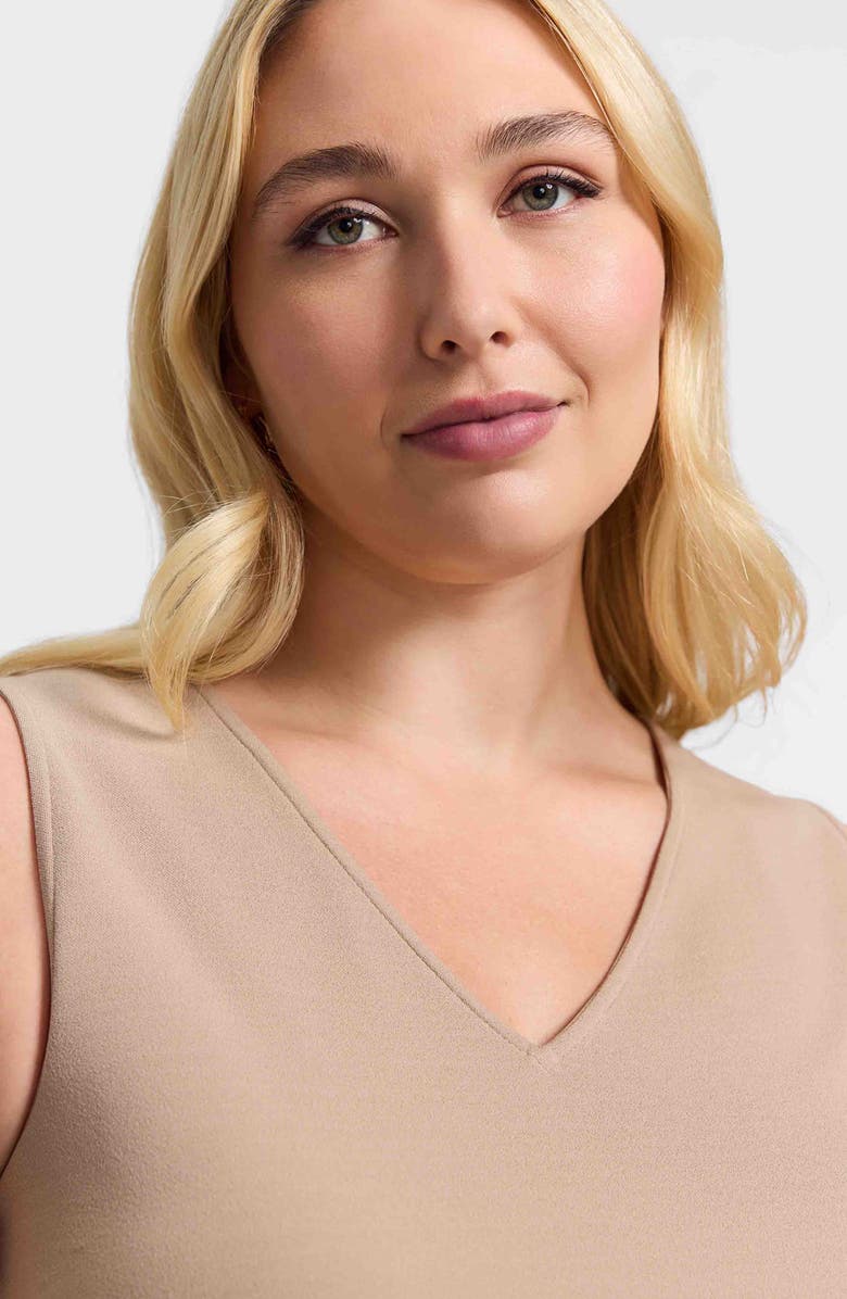 Foxcroft Callie Sleeveless Crepe Knit Top, Alternate, color, Khaki