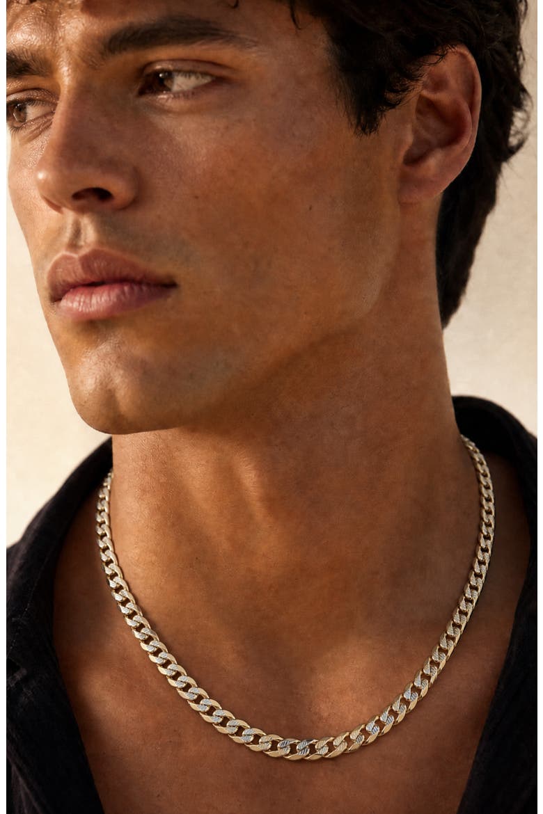 Men's Two-Tone Curb Chain Necklace, Alternate, color, GOLD/ SILVER