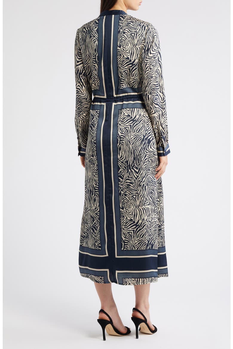 Coco Mixed Zebra Print Midi Shirtdress, Alternate, color, NAVY