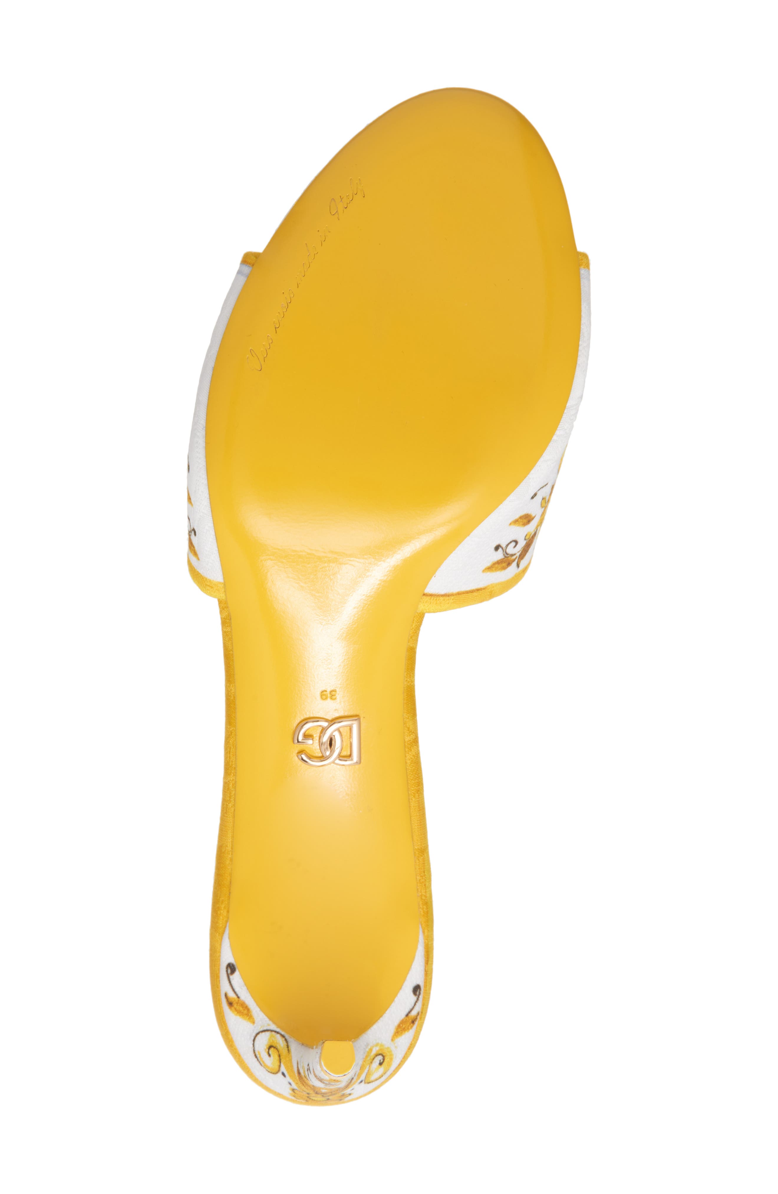 Dolce&Gabbana Majolica Print Embellished Slide Sandal, Alternate, color, Azulejos Giallo