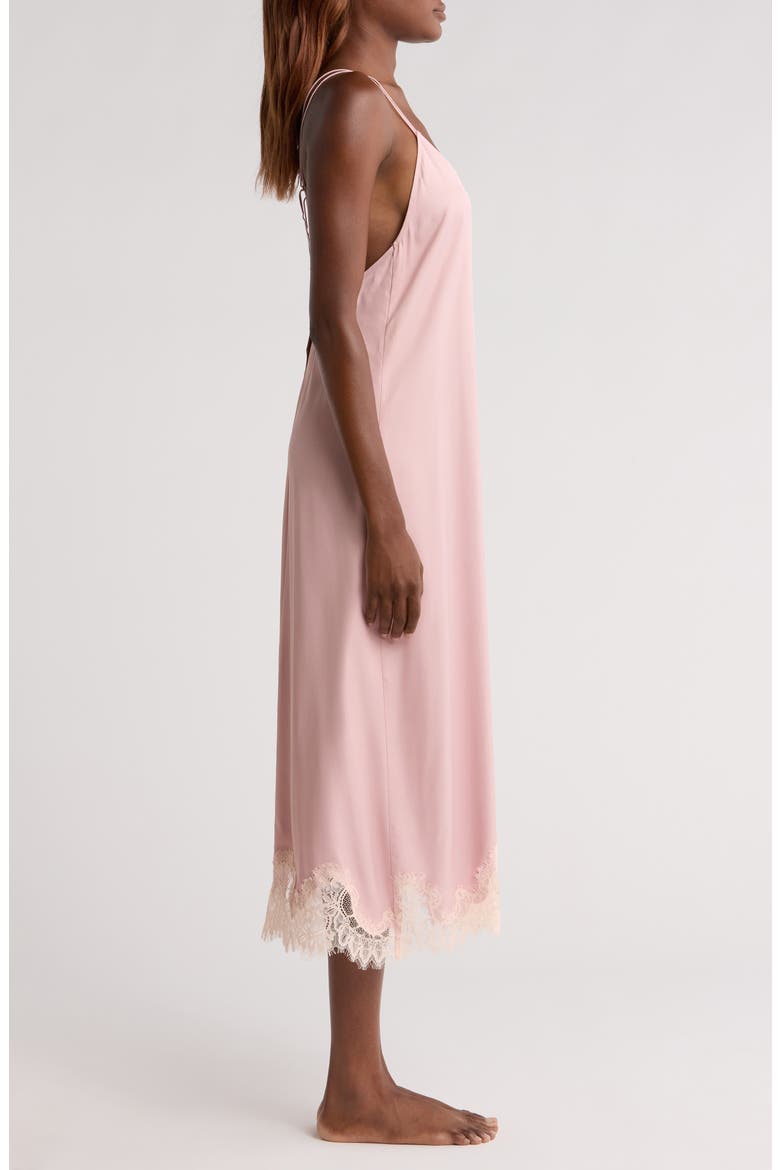 Midnight Lace Trim Satin Chemise, Alternate, color, PINK PUFF
