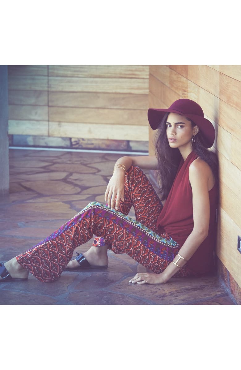 Raga Print High Rise Bell Bottom Pants, Alternate, color, 