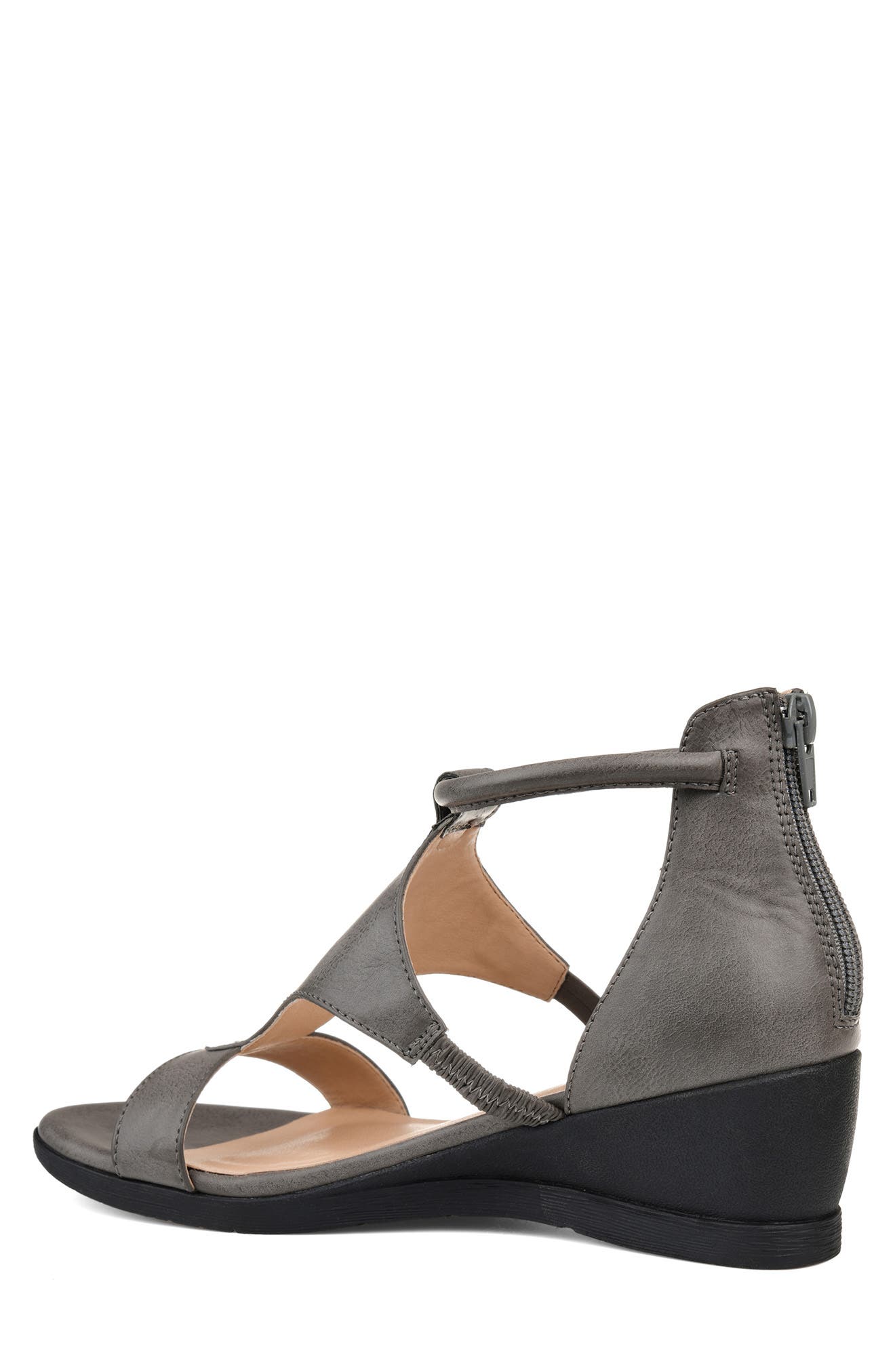 Journee Collection Trayle Wedge Sandal - Wide Width, Alternate, color, Grey
