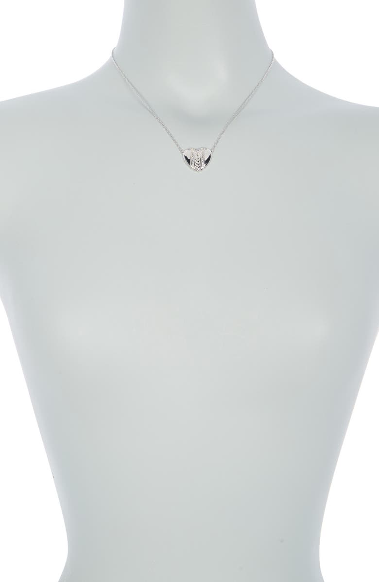 Judith Ripka Rhodium Plated Sterling Silver Diamond Heart Pendant Necklace - 0.18ct., Alternate, color, Z/Dnuwt