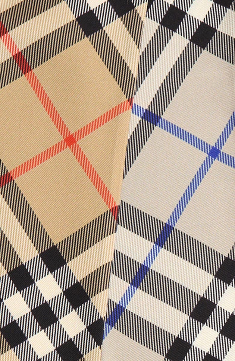 Burberry Check Silk Skinny Scarf, Alternate, color, Pewter/ Skylark