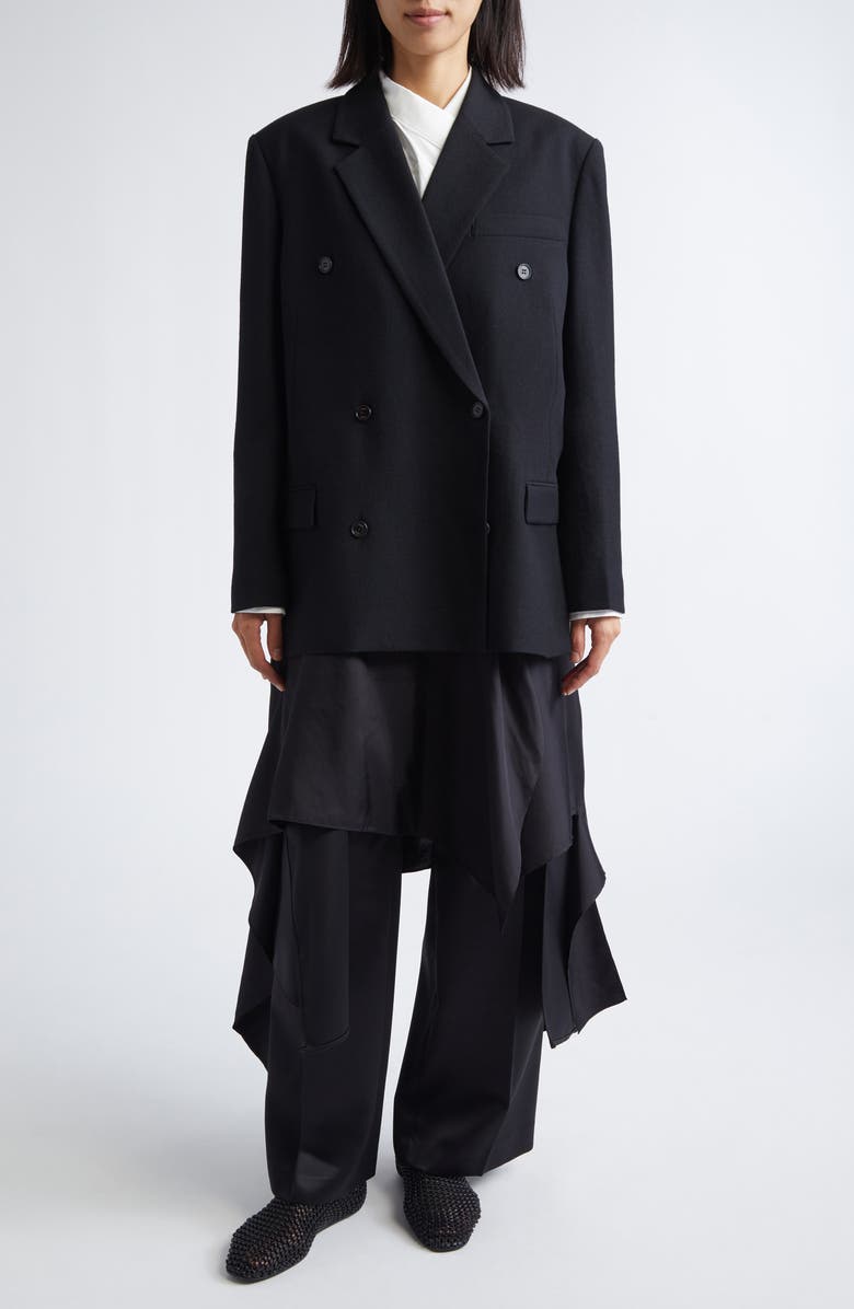 EENK Transformable Double Breasted Coat, Main, color, Black Virgin Wool