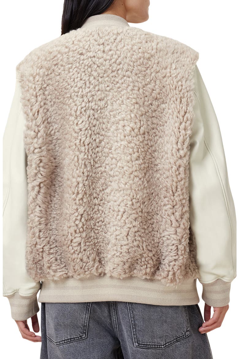 Valerie Mixed Media Genuine Shearling Jacket, Alternate, color, OFF WHITE