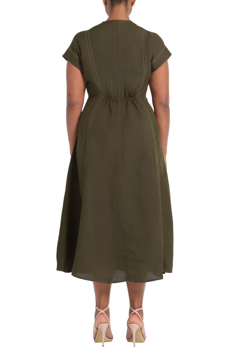 Arden Linen Blend Empire Waist Dress, Alternate, color, OLIVE
