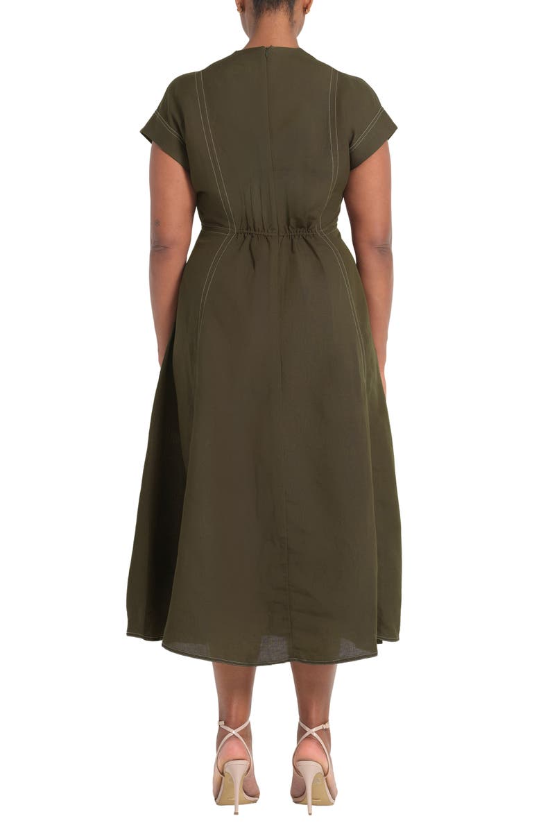 Estelle Arden Linen Blend Empire Waist Dress, Alternate, color, Olive