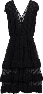 Dries Van Noten Tiered Ruffle Polka Dot Mesh Dress