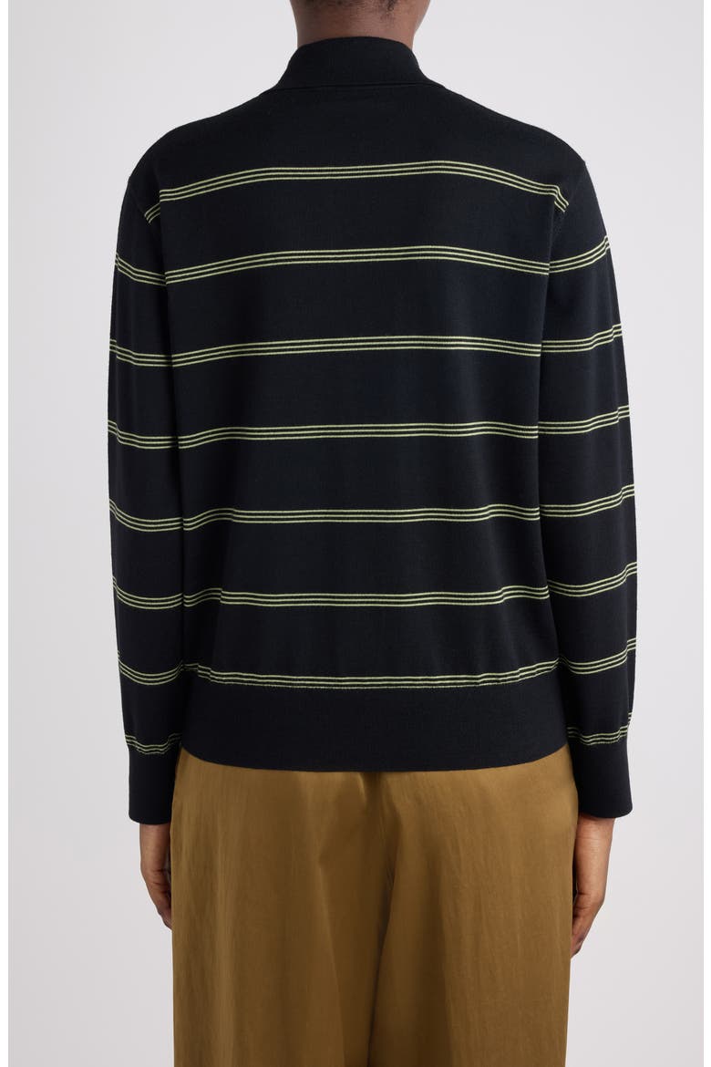 Tuno Stripe Merino Wool Polo Sweater, Alternate, color, BLACK