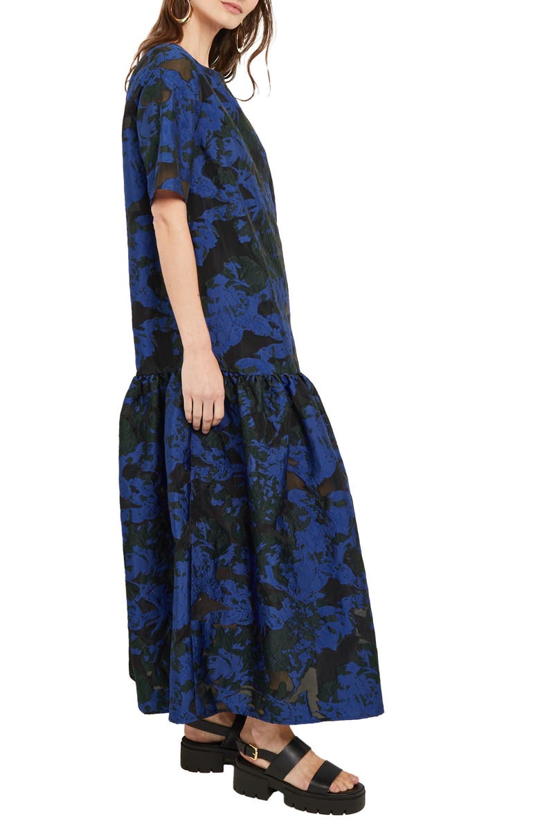 Misook Burnout Jacquard Tiered A-Line Dress, Alternate, color,