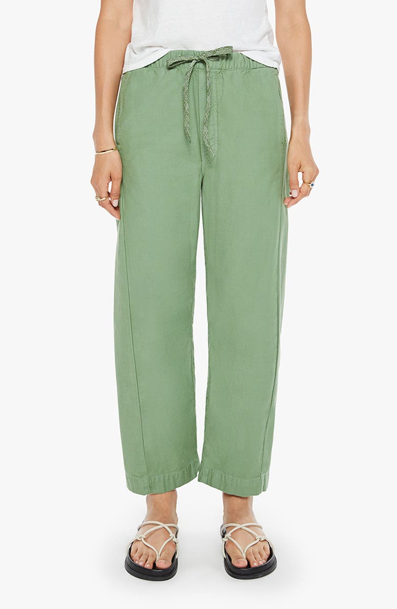 MOTHER The Drawn Half Pipe Cotton Drawstring Pants, Main, color, Sir Yes Sir Mineral Green