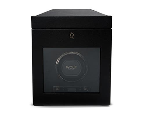 Wolf British Racing Single Watch Winder With Storage In Black