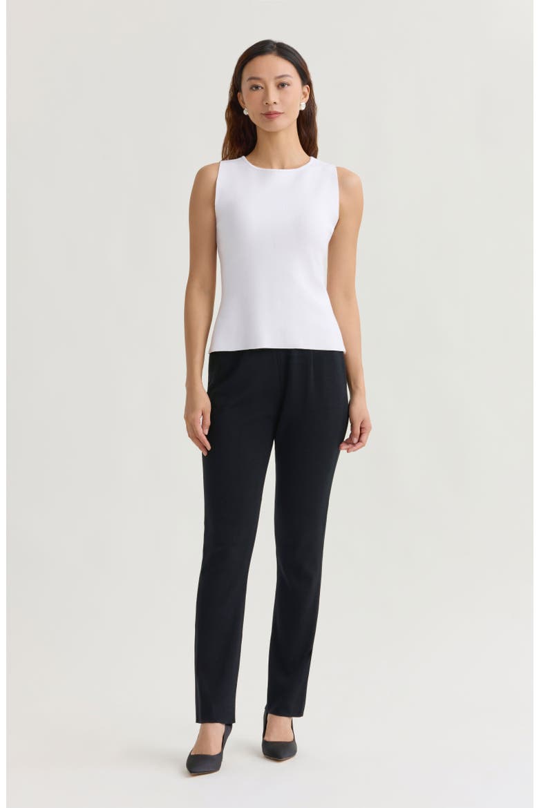 Boat Neck Soft Knit Ribbed Tank, Alternate, color, White