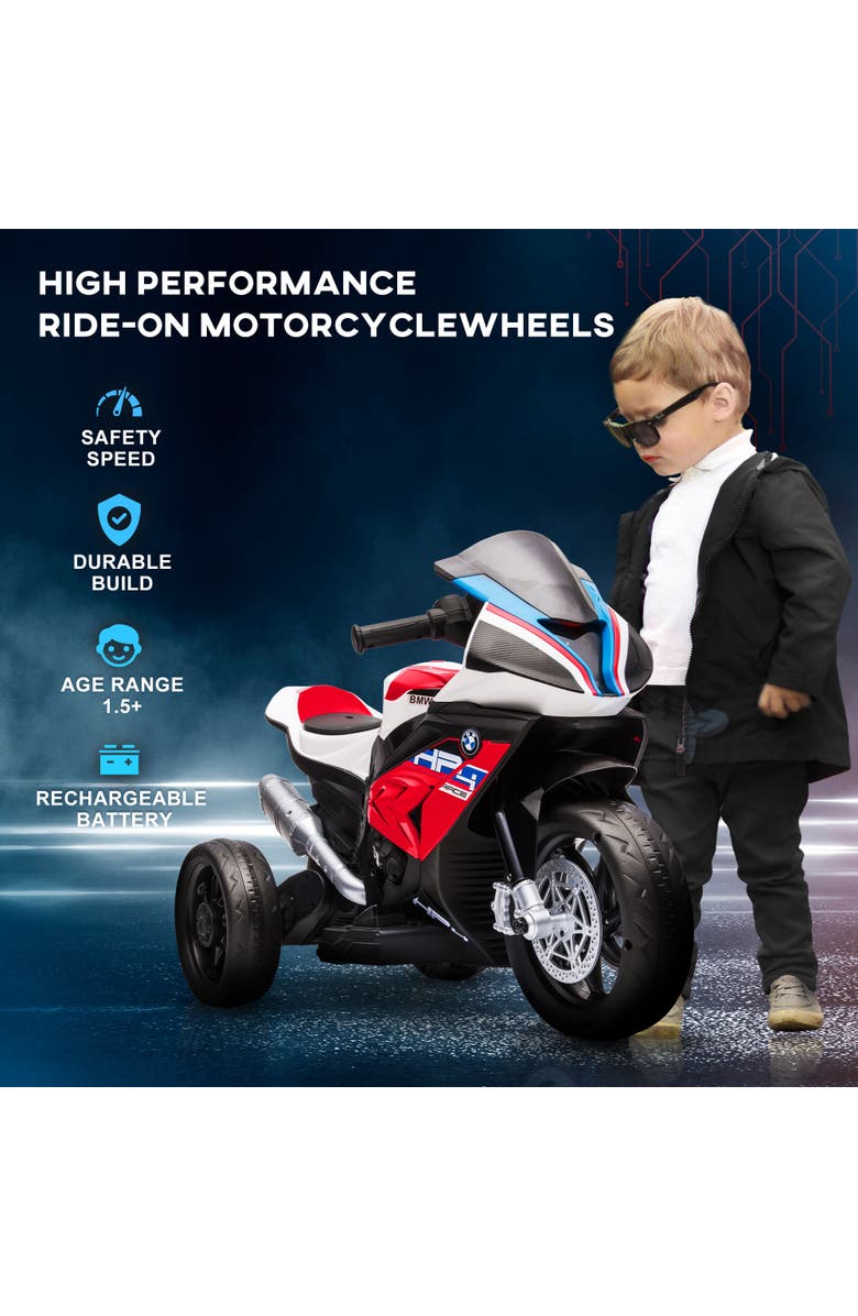 Aosom Licensed BMW HP4 Kids Electric Motorcycle, 3-Wheel, 6V, Music, Alternate, color, Red