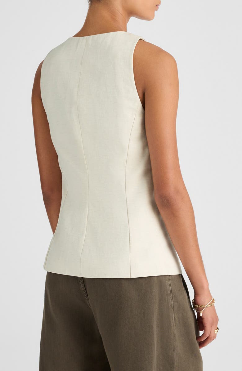 Madewell Crewneck Cutaway Drapey Twill Vest, Alternate, color, Vintage Ivory