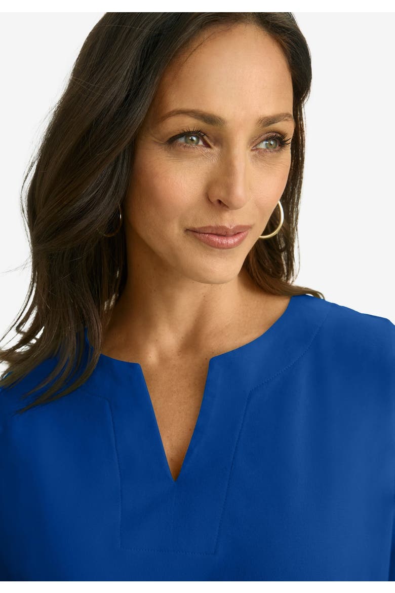 Stretch Cotton Notch Neck Tunic (plus), Alternate, color, DARK SAPPHIRE