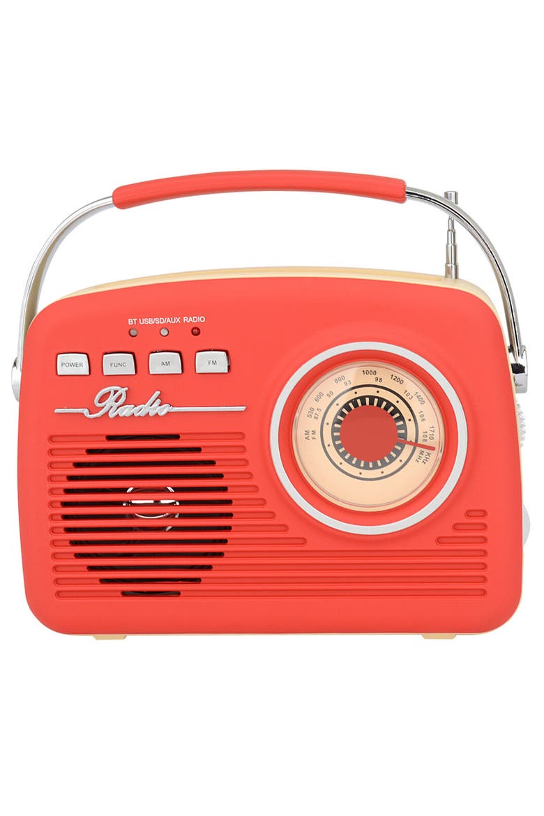 Portable Rechargeable Bluetooth Retro Speaker, Main, color, Red