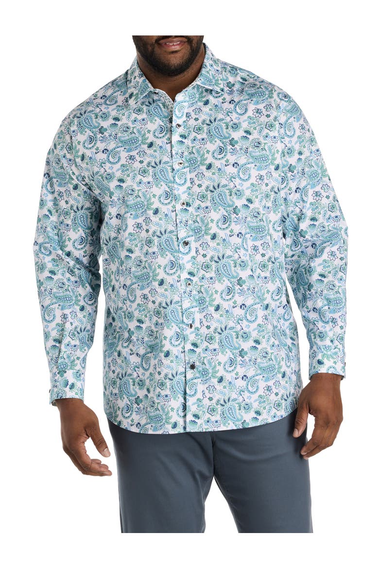Big & Tall Large Paisley Sport Shirt, Alternate, color, WHITE MULTI