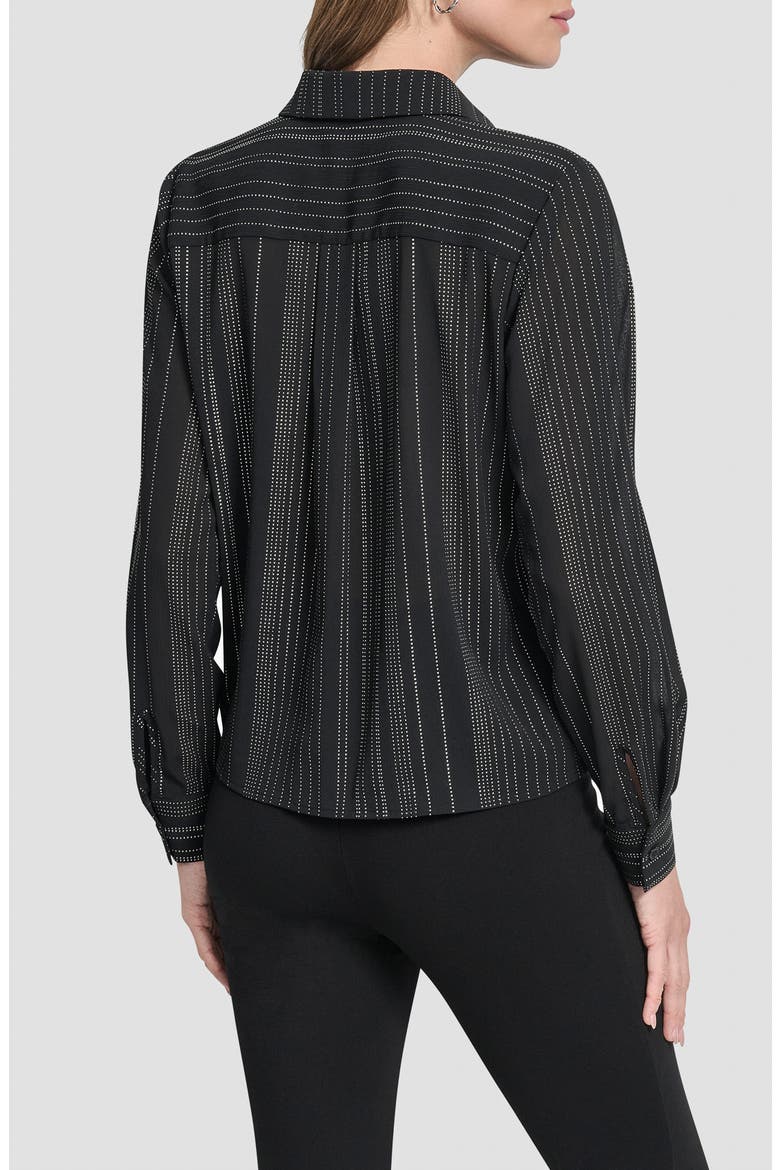 Studded Chiffon Button-Up Shirt, Alternate, color, BLACK