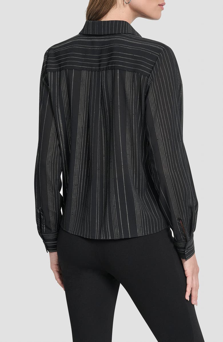 DKNY Studded Chiffon Button-Up Shirt, Alternate, color, Black