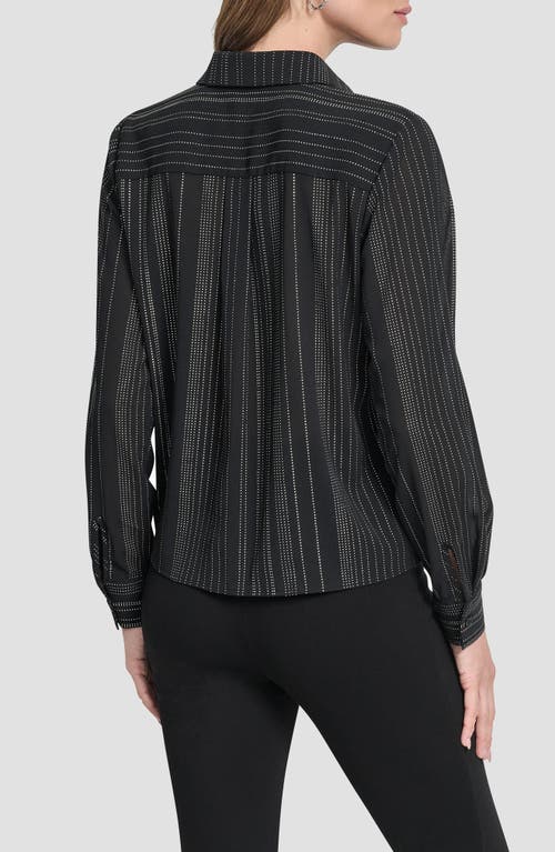 Dkny Studded Chiffon Button-up Shirt In Black
