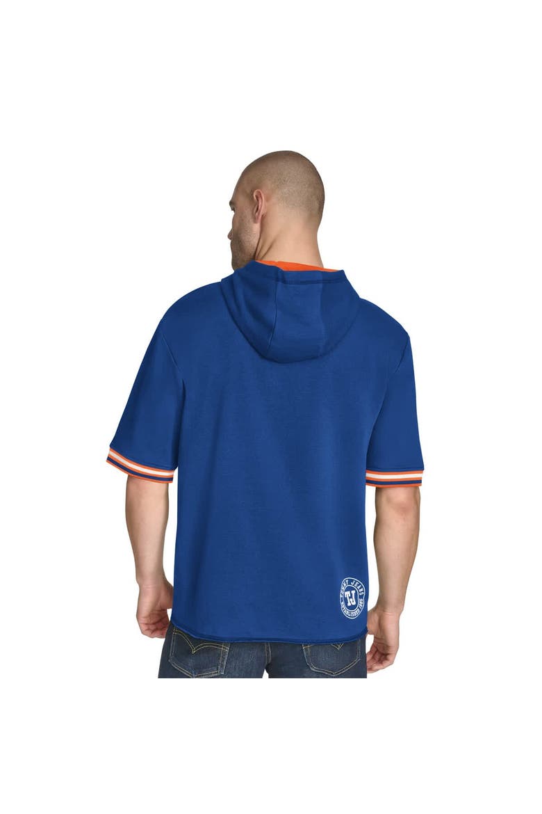 Men's Tommy Jeans Blue New York Knicks Paul French Terry Short Sleeve Pullover Hoodie, Alternate, color, Blue