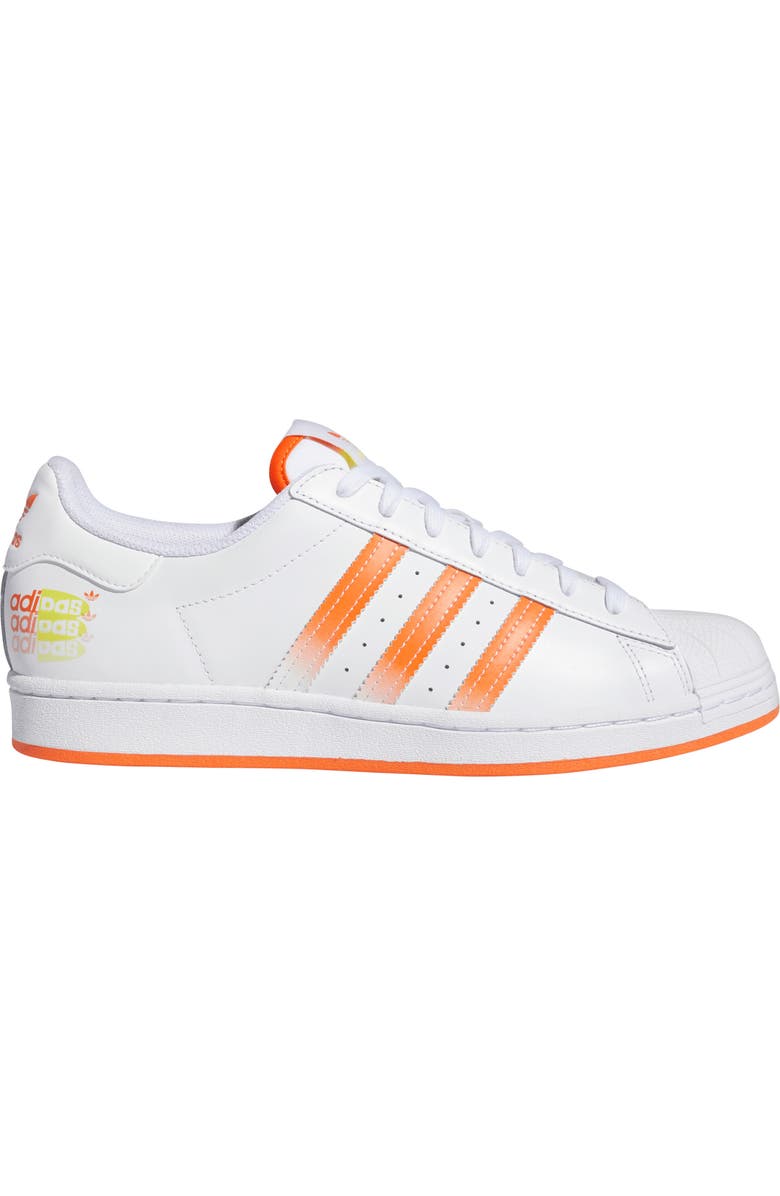 adidas Superstar Sneaker, Alternate, color, Ftwr White/ Impact Orange