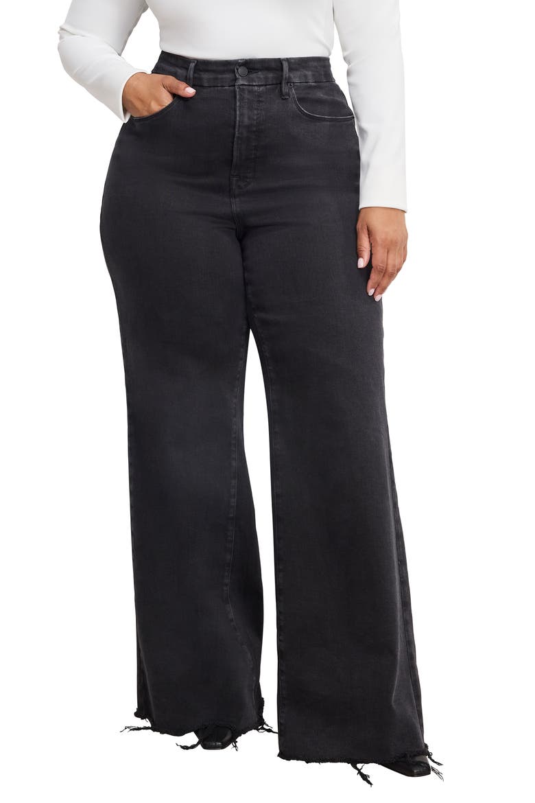 Soft-Tech Good Waist Palazzo Wide Leg Jeans, Alternate, color, BLACK391