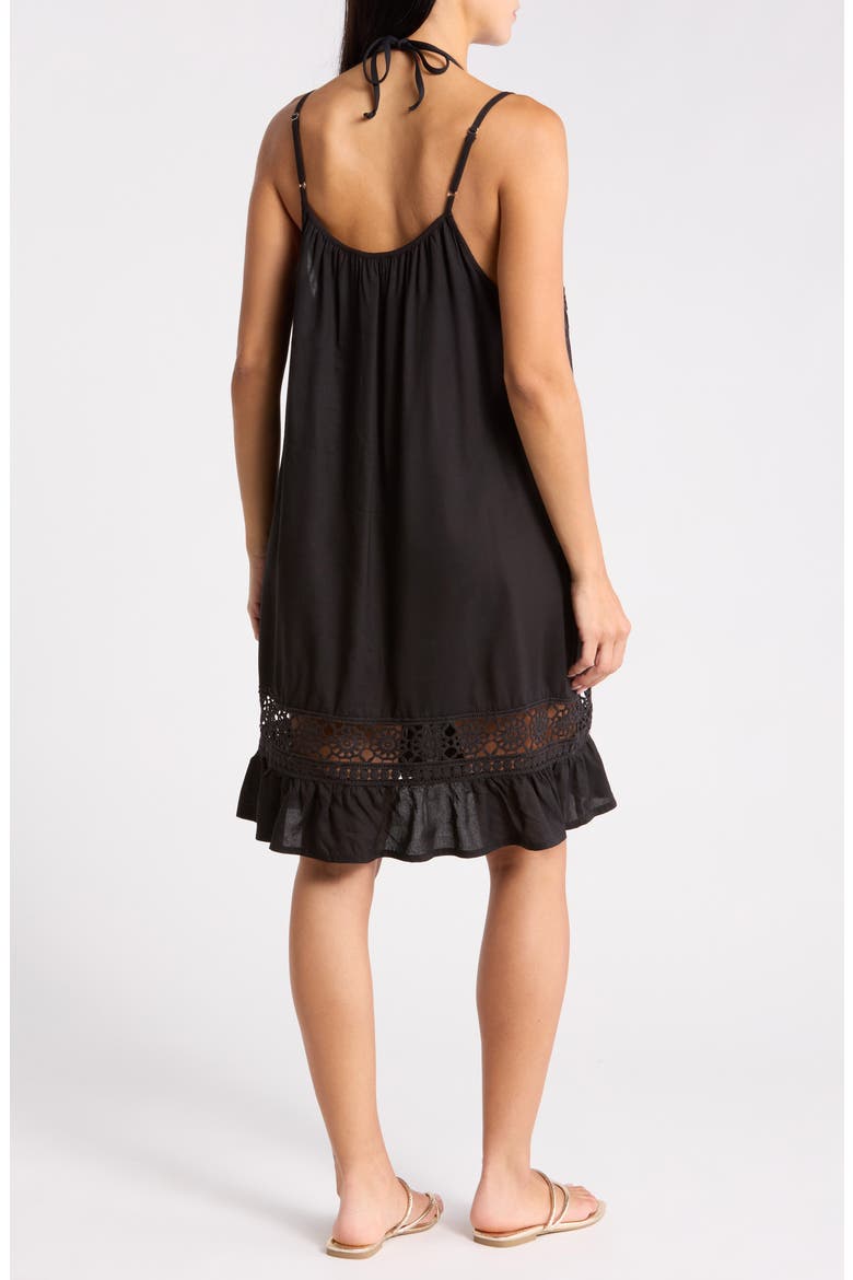 Open Knit Inset Minidress, Alternate, color, BLACK