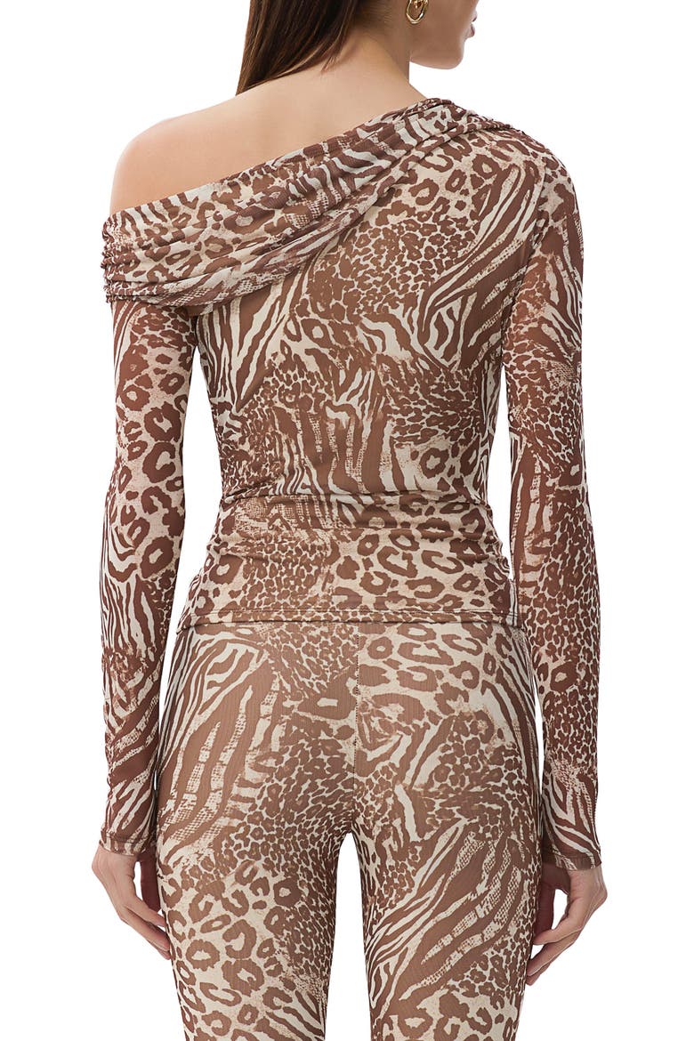 Barry One-Shoulder Mesh Top, Alternate, color, TAUPE ANIMAL