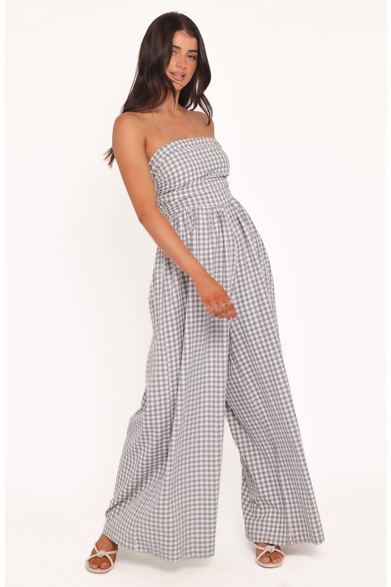 Paige Strapless Jumpsuit, Alternate, color, BLACK WHITE GINGHAM